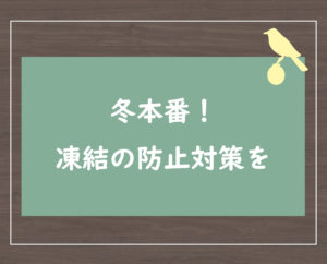 冬本番！凍結の防止対策を